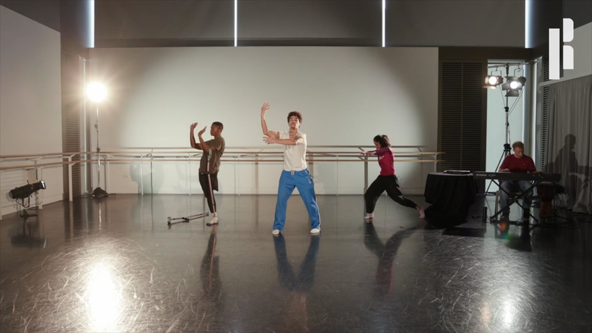 A group of people in a dance studio.