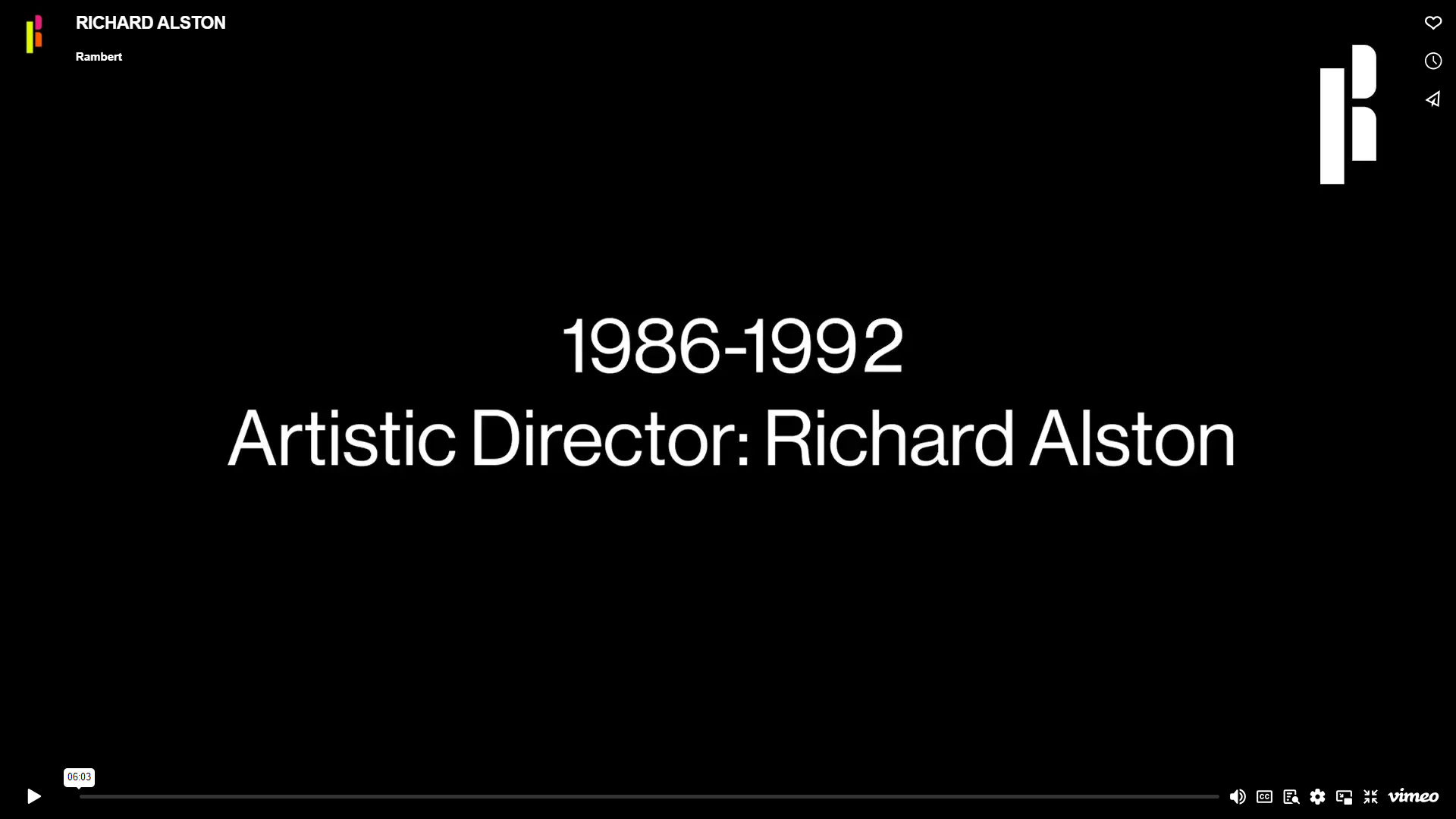 A black screen with the words'artistic director richard alton'.