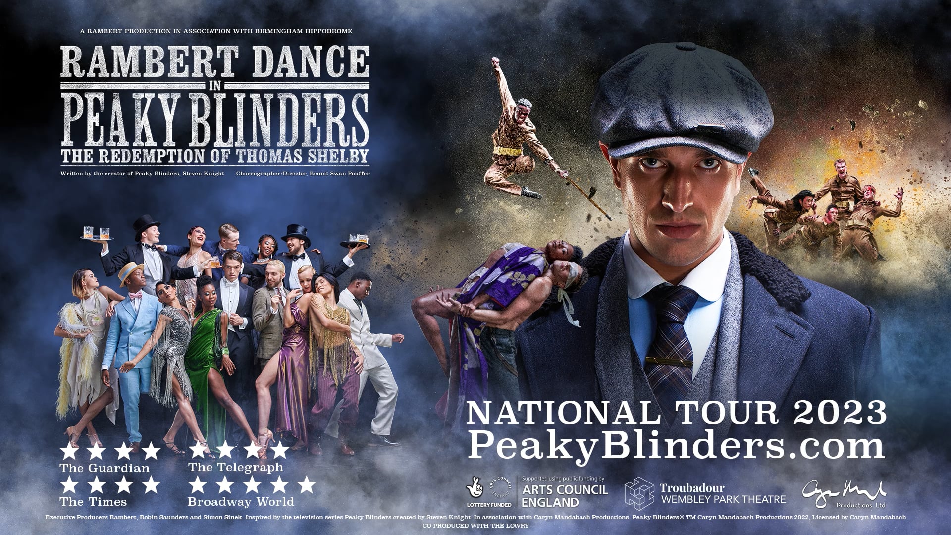 a movie poster for the national tour of peaky blinds.