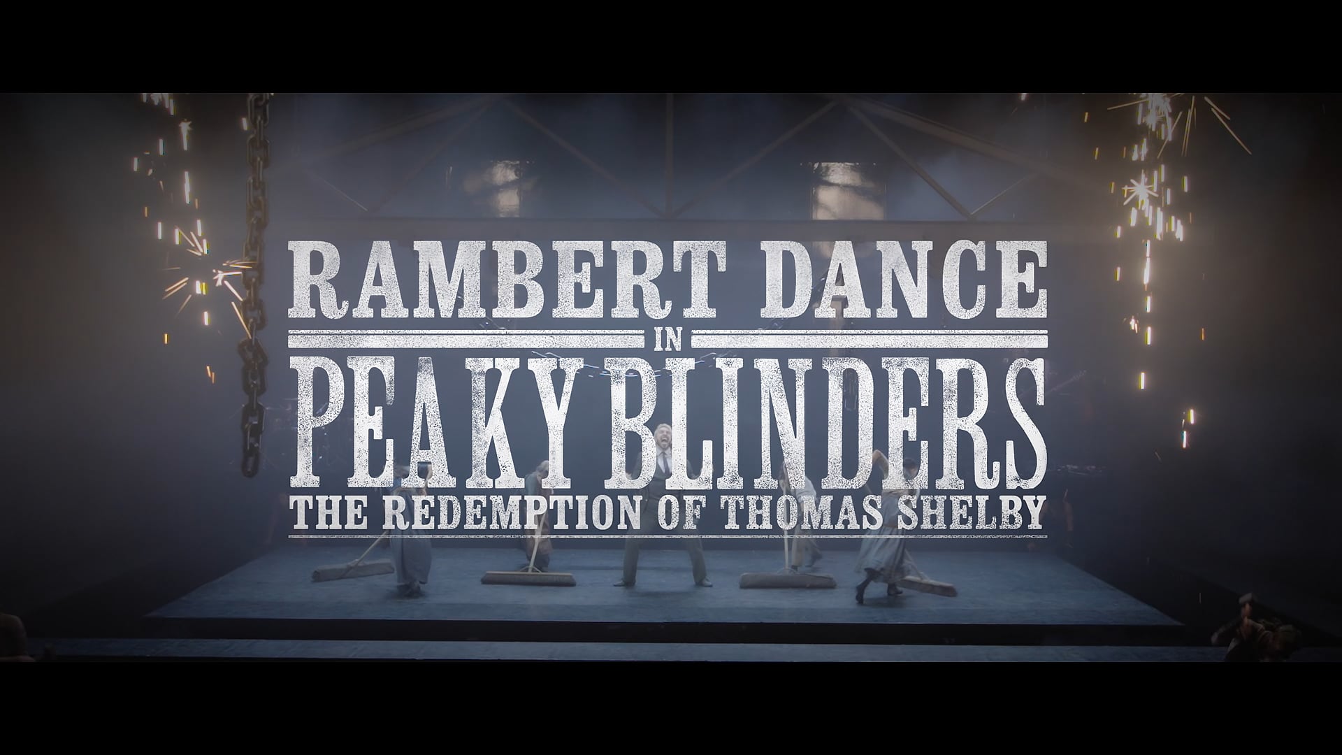 a stage with a sign that reads, rambert dance the peaky binders.