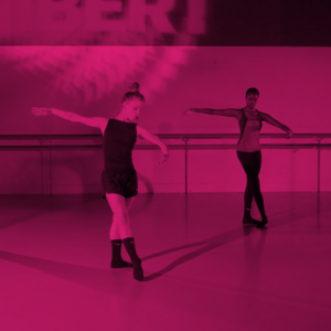 Two ballet dancers in studio, a man and a woman