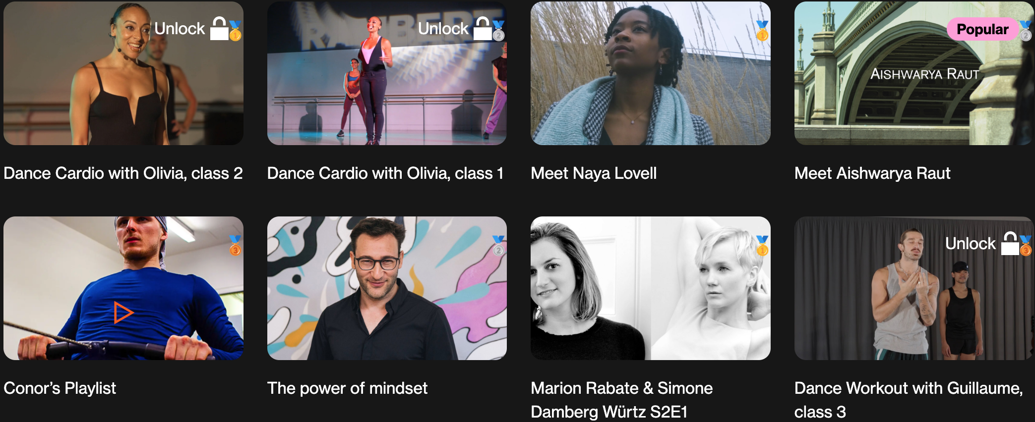 An array of different content on Rambert Plus