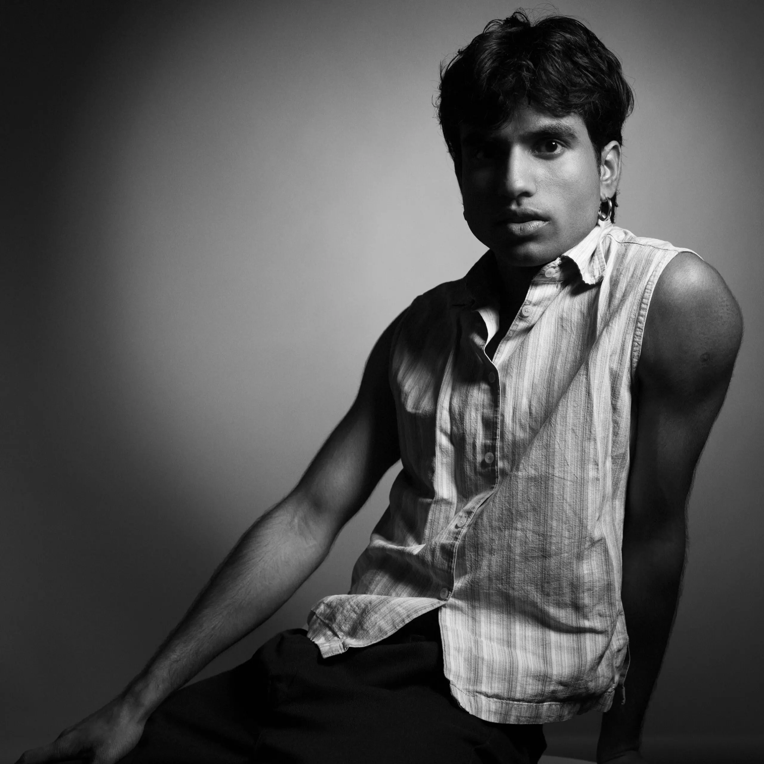 Dipesh, Rambert dancer in a softly lit studio during winter