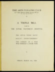 Title page of the programme for A Triple Bill at the Arts Theatre Club, 9 March 1928. RDC/MA/04/01/0003